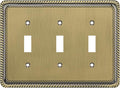Henne Bery Rope Edge Decorative Wall Plate Switch Plate Outlet Cover (Triple Toggle, Antique Brass)