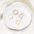ProCase Ceramic Jewelry Tray, Initial Ring Dish Trinket Plate Engagement Gift, Small Personalized Monogram Ring Bowl for Wedding, White Decorative Jewelry Holder for Women Vanity -Letter G