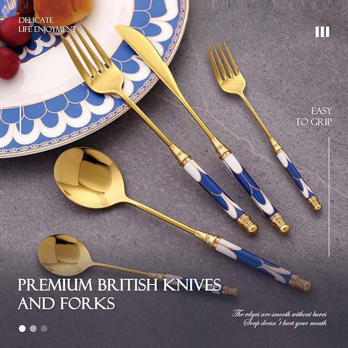 30-piece Silverware Set With Ceramic Handle, Premium Food Grade Stainless Steel Flatware Sets, Mirror Polished Cutlery Set, Dishwasher Safe (for 6 People)