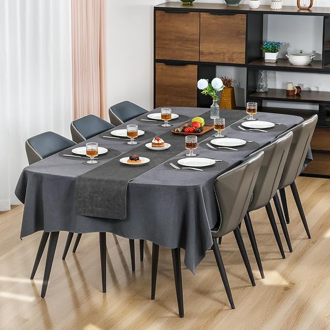 Myir JUN Round Placemats Dual Sided, Faux Leather Place Mats Set of 4 Indoor Placemats for Dining Table Outdoor Placemats Non-Slip Washable Table Mats (Set of 8, Gray)