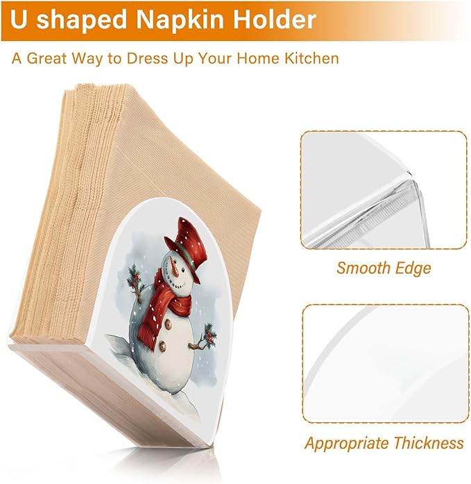 Napkin Holder Christmas Snow Crystal Clear Acrylic Napkin Holders Paper Napkin Holder Dining Table Dispenser for Kitchen Restaurant Home Decor Bar Accessories
