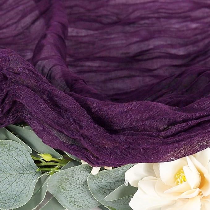 FUHSY Purple Cheesecloth Table Runner 10 Pack 10 FT Long Gauze Cheese Cloth Table Runners Rustic Party Table Runner Gauze Runners for Dinner Tables Boho Table Runners for Purple Halloween Table Decor