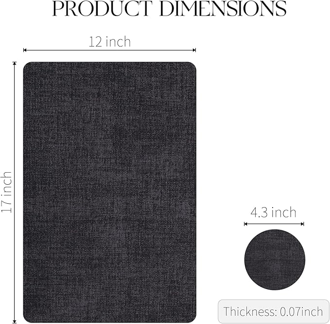 MOSAYT Placemats Set of 8, Heat Resistant Vinyl Place Mats with Coasters, Wipeable Washable 100% Waterproof Oil Proof Faux Leather Table Mats for Kitchen Dining Party Outdoor, 12" x 17", Black