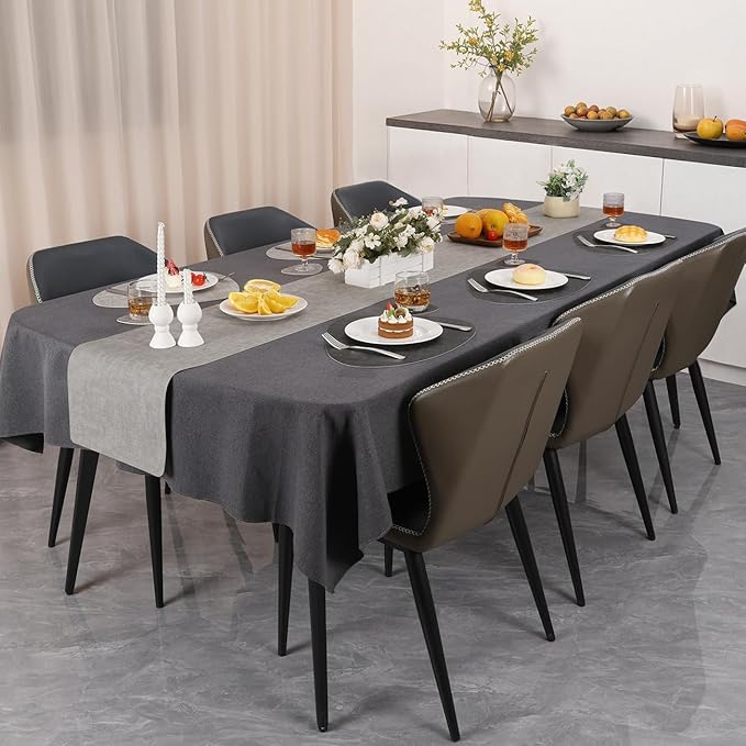 Placemats and Coasters, Washable Placemats Round Faux Leather Wipeable Place Mats Non Slip Heat Resistant Indoor Outdoor Table Mats (Set of 6, Light Gray Gray)