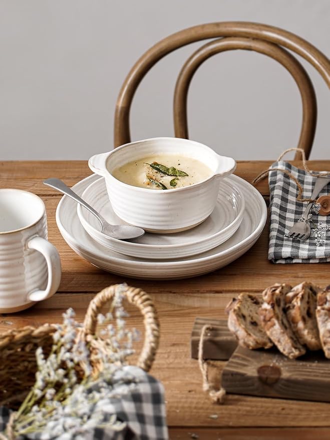 LE TAUCI Soup Bowls with Handles, 20 oz French Onion Soup Crocks, Soup Bowl Oven Safe for Chili, Beef Stew, Ceramic Bowl Set - 5.5 Inch, Set of 4, Arctic White