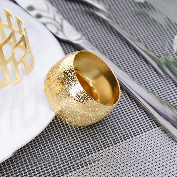 Napkin Rings Gold Set of 10 Bling Napkin Rings for Weddings Christmas Napkin Rings Gold for Dining Table, Holiday Décor and Special Occasions (Golden 10PCS)