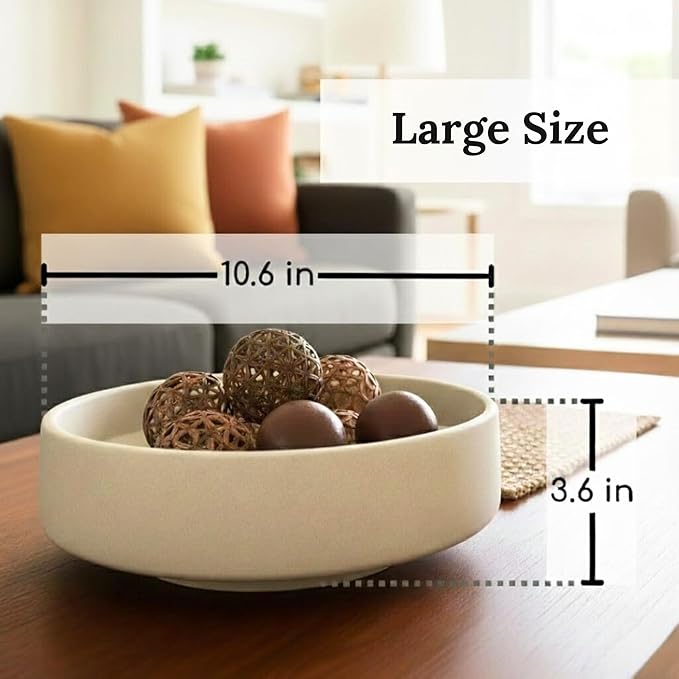 Decorative Bowl for Table Centerpiece – Stone-Effect Beige Bowl for Modern Home Decor | Minimalist Coffee Table Decor Accent with Anti-Scratch Base & Secure Packaging (Beige Stone)