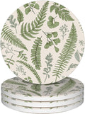 Drink Coasters Set of 4,Botanical Leaves and Plants Vintage Coasters for Drinks Ceramic Coasters with Cork Bottom for Kinds of Mugs and Cups,Home Decor,4''