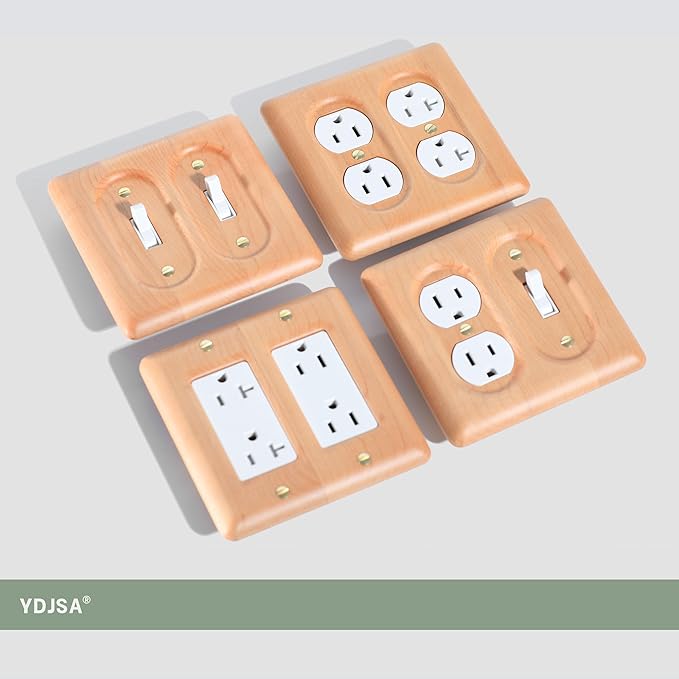 Maple Wood Double Outlet Cover Plate Wall Plates For Electrical Outlets With Durable Finish