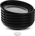 KooK Pasta Bowls Set of 6, Salad Bowl, Large, Ceramic, Microwave and Dishwasher Safe, Great for Soups and Salads, Shallow Serving Bowls, Glossy Porcelain, 32 oz, (Black)
