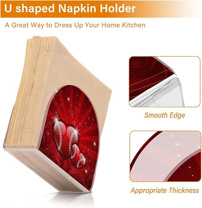 Valentines Glitters Love Hearts Napkin Holder for Table Kitchen Decor Acrylic Paper Napkin Holders for Tissue Dining Room Indoor Outdoor Party Holiday Accessories