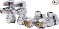 SharkBite 1/2 x 3/8 Inch Compression Angle Stop Valve, Pack of 4, Quarter Turn, Push to Connect Brass Plumbing Fitting, PEX Pipe, Copper, CPVC, PE-RT, HDPE, 23036LFA4