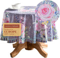 Maison d' Hermine Table Cloth Round Table 100% Cotton 63 Round Inches Tablecloth Reusable Decorative for Dining Room Farmhouse Home Valentines Day Decorations Spring Summer- Sweet Rose Lavender - Lush