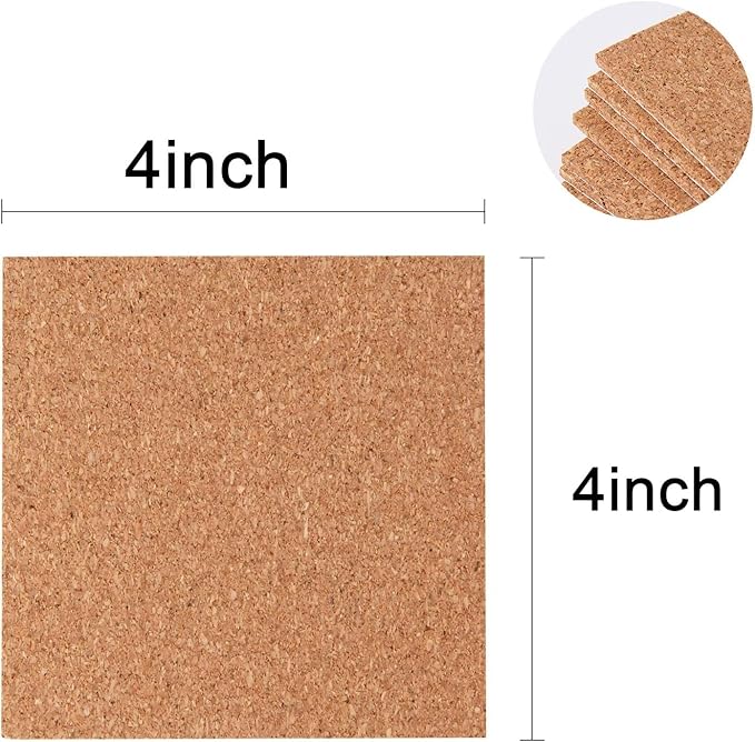 220 Pack Self Adhesive Cork Squares and Round DIY Adhesive Cork Board for Coasters and DIY Crafts