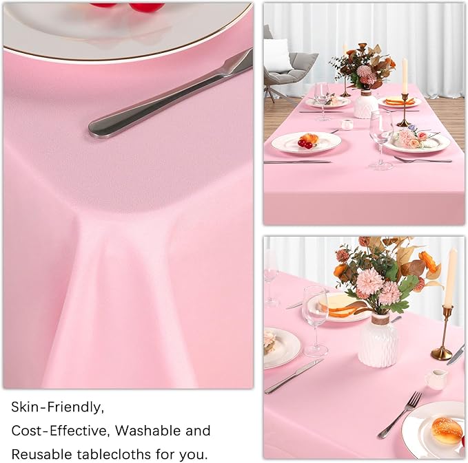 8 Pack Pink Valentine's Day Tablecloth 60 x 126 Inch Rectangular Tablecloths for 8 Foot Rectangle Tables, Wrinkle Resistant Pink Table Cloth Washable Polyester Fabric for Buffet Wedding Party Banquet
