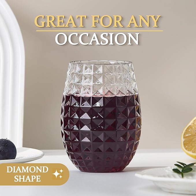20 Pack Plastic Wine Glasses, 16Oz Disposable Wine Glasses Unbreakable Clear Plastic Cocktail Glasses Recyclable Shatterproof Reusable Wine Cups