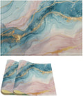 Marble Linen Place Mats Set of 2, 12x17 Inch Modern Luxury Foil Texture Pink Blue Gold Marble Washable Fabric Non-Slip Placemats for Home Dining Table Banquets Party Kitchen Decoration