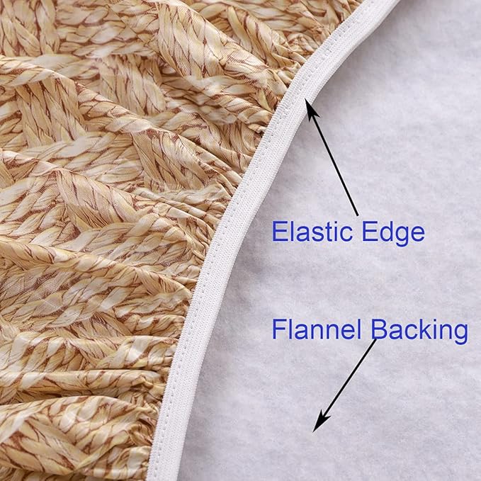 Walrus Round Vinyl Fitted Tablecloth with Flannel Backing Elastic Edge Design Table Cover Waterproof Oil-Proof PVC Table Cloth Stain-Resistant Best for 57"-66" Round