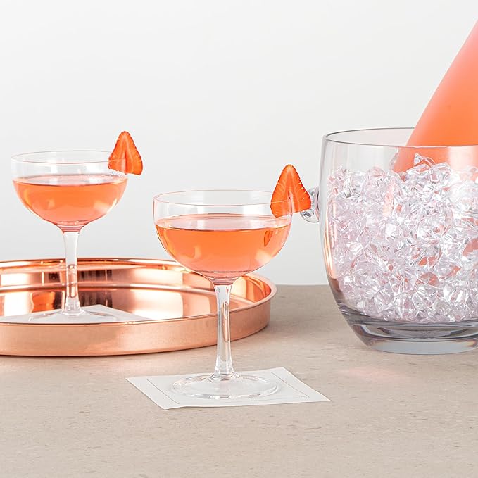 Restaurantware Coupe Cocktail Glasses 6 Count 8 Ounce Lead-Free Stemmed Drinkware Clear Glass Wide Bowl Elegant Design Sturdy Foot