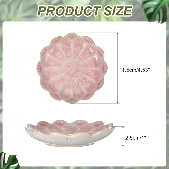 uxcell 1Pcs Ceramics Jewelry Plate, Sunflower Shape Key Holder Bowl for Entryway Table Decor Small Ring Tray Dish Gift for Women Girlfriend, Pink