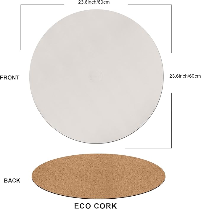 CENNBIE 23.6 Inches Round Table Mat - Cork Leather Placemats - Suitable as Side Dining Coffee Table Cover (Cream)
