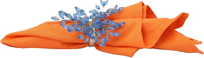 Napkin Rings Set of 12 for Dining Table Decoration Parties Everyday Metal Napkin Holder Leaf Turquoise (Pack of 12)