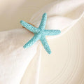 Starfish Napkin Rings Set of 6, Blue Sea Star Napkin Ring Holders for Crafts, Beach, Dinner Party, Wedding, Theme Party, Banquet, Nautical, Coastal Table Decor