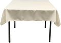 LA Linen Polyester Poplin Washable Square Tablecloth, Stain and Wrinkle Resistant Square Table Cover 52x52, Fabric Table Cloth Square for Dining, Kitchen, Party, Holiday 52 by 52-Inch, Ivory