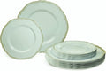" OCCASIONS " 50 Plates Pack (25 Guests)-Heavyweight Wedding Party Disposable Plastic Plate Set -25 x 10.25'' Dinner + 25 x 7.5'' Salad/dessert plates (Rochelle Seafoam/Mint and Gold))