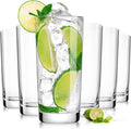 Drinking Water Glasses Set of 6, 16oz Highball Glasses, Lead-Free Crystal Glassware with Unique Wide Mouth, Thoughtful Gifts for House Warming, Birthdays, Everyday Life