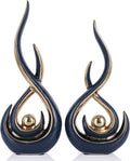 Ceramic Abstract 2 Piece Statue Set, Blue and Gold Home Decor Accents for Home Decor Statue Mantel Shelf Decor Unique Shelf Decor on Mantel, TV Cabinet Divider Table Top and Dining Table Centerpiece.
