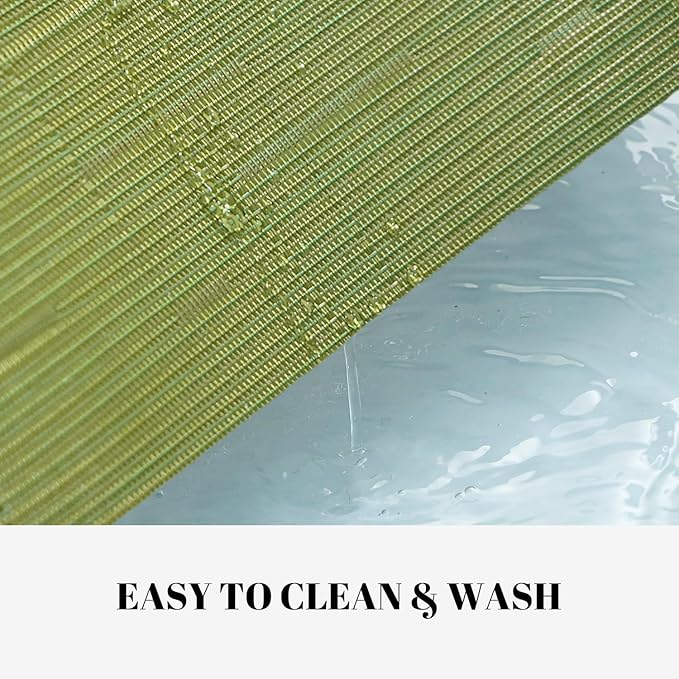 Placemats Set of 4 Vinyl/Plastic Woven Place Mats for Kitchen Table Indoor/Outdoor Washable Placemat Wipeable Dining Table Mats (Oliver Green,4)