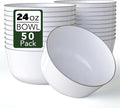 Trendables Disposable Bowls - Set of 50, 24 Oz Each, Silver Rimmed Fancy Plastic Serving Bowls, Ideal for Ice Cream, Salad, Candy