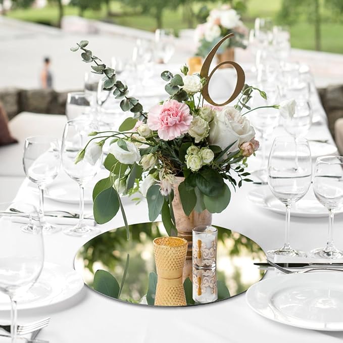 12" Round Mirror Centerpieces for Table, 12Pcs Glass Mirror Table Centerpieces，Glass Mirrors Centerpiece for Wedding Decorations,Parties,Baby Shower, 2mm Thick