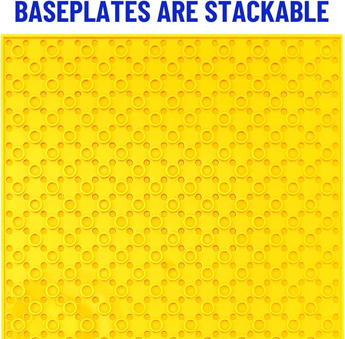 Strictly Briks Stackable Baseplates - 12 Pack 10"x10", 32x32 Studs, Compatible with Lego for Building City Scenes, Foundation, Displays Bricks on Play Table, Kids Easter Gift, Rainbow