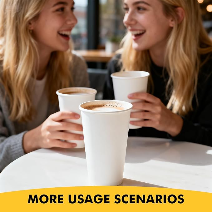 [200 Pack] 16 oz Coffee Cups, Disposable Paper Coffee Cups, Hot Coffee Cup, Perfect for Party, Picnic, Travel, and Events