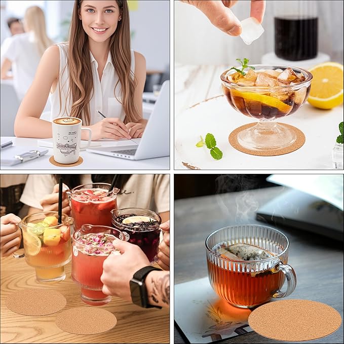500 PCS 3.74 Inch Round Self-Adhesive Cork for Coasters, Cork Coaster Backing Pad for Home Tabletop Decoration