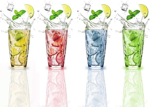 16 oz Plastic Tumblers Drinking Glasses, Clear Acrylic Drinking Cups Wine Glasses Beverage Cups Tumbler for Poolside Party, Outdoor&Indoor, Stackable, Dishwasher Safe, Easy to Clean, Large Capacity