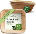 Chic Leaf Palm Leaf Bowls - Mini Disposable Bamboo Style Bowls for Weddings, Parties, Winter Tasting Events, Game Day Appetizers - Elegant Romantic Date Night Essentials (5.5'' Square - 25 Pack)