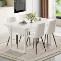 Extendable Dining Table Set for 4, 55"–71" Modern White Kitchen Table with 4 Upholstered Chairs, Space-Saving for Living Room Apartment, Sturdy & Comfortable, Easy Assembly