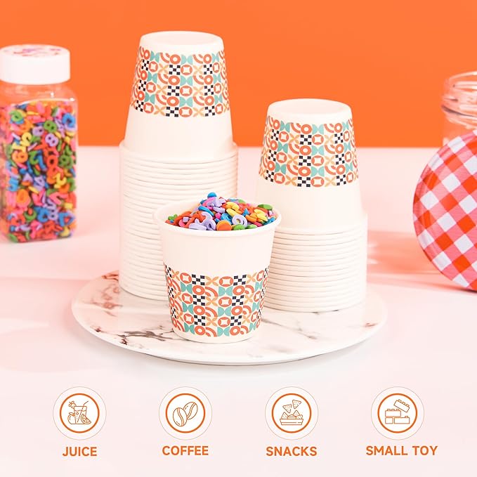 300 Pack 3 oz Bathroom Cups, Disposable Paper Cups with Rolled Rim, Small Paper Mouthwash Cup for Guest Bathrooms, Vanity & Office Use, Puzzle