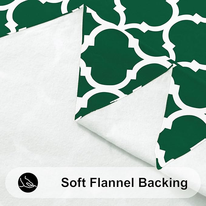 Smiry Rectangle Table Cloth, Waterproof Vinyl Tablecloth with Flannel Backing for Rectangle Tables, Wipeable Spillproof Plastic Tablecloths for Dining, Indoor and Outdoor (60"x102", Emerald Green)