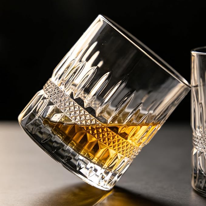 11 OZ Premium Whiskey Glasses (6-Piece) - Old Fashioned Glassware, Exquisite Craftsmanship for Scotch, Bourbon, Rum & Cocktails, Ideal for Self-Use or Gift for Whiskey Enthusiasts