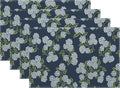 Navy Blue Placemats Set of 4 Blue Green Hydrangea Flower Decor Place Mats 12x18 Inch Vintage Floral Spring Summer Seasonal Decorative Linen Table Mats for Kitchen Dining Party Table Decoration