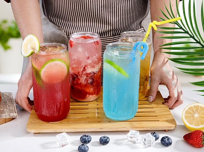Nervure 12 Pack Can Shaped Plastic Cups - 16oz Classic Drinking Cups - Beer Can & Iced Coffee Tumbler - Smoothie, Boba Tea, Cocktail