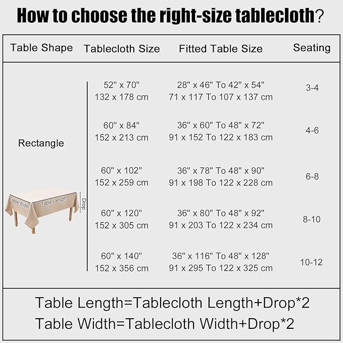 Smiry Rectangle Table Cloth Linen Textured, Waterproof Spillproof Anti-Wrinkle Burlap Tablecloth, Washable Decorative Fabric Table Cover for Dining, Party, Banquet, 52 x 70 Inch, Linen