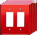 LIDER Reflective Acrylic Decorator Wall Plate, Mirrored Light Switch Plate, Plexiglass Outlet Cover, Acrylic Glass, Oversized 2-Gang 5.25" x 5.25", LWP-32O-ARD5P, Red, 5 Pack