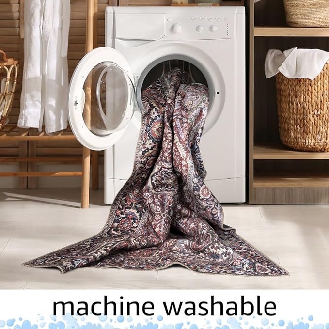 Keen Home Design 4x6 Rug - Machine Washable Area Rug with Non-Slip Backing, Ideal for Living Room, Dining Room, Bedroom - Vintage, Easy Clean, Durable, Low Pile - (4' x 6')