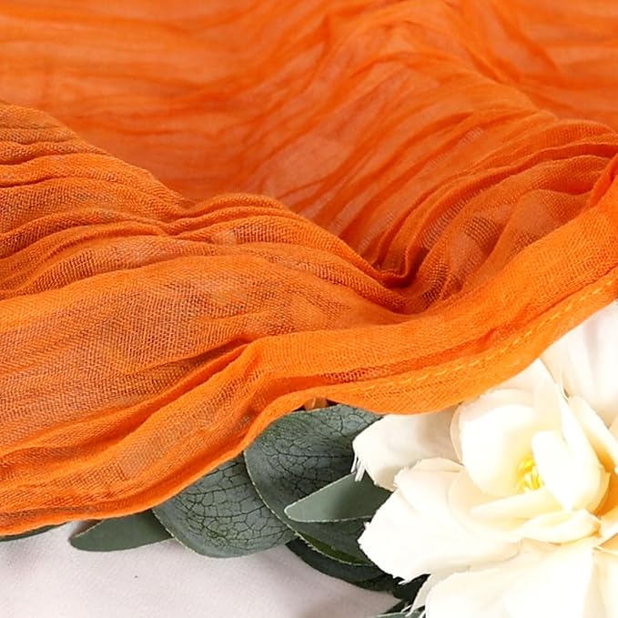 Orange Cheesecloth Table Runner Wedding Gauze Table Runner Rectangle 10FT Fall Table Cloth Burnt Orange Cheese Cloths Halloween Cheesecloth Table Runners for Thanksgiving Day Birthday Decoration