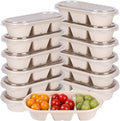 disposable paper 35 oz 3 compartments bowls with lids, Sugarcane Fiber Bowls For Snack, Dessert, Meal Prep 50 Pack